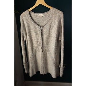 Knox Rose Boho Womens Gray Pullover Relaxed Long Sweater Casual L